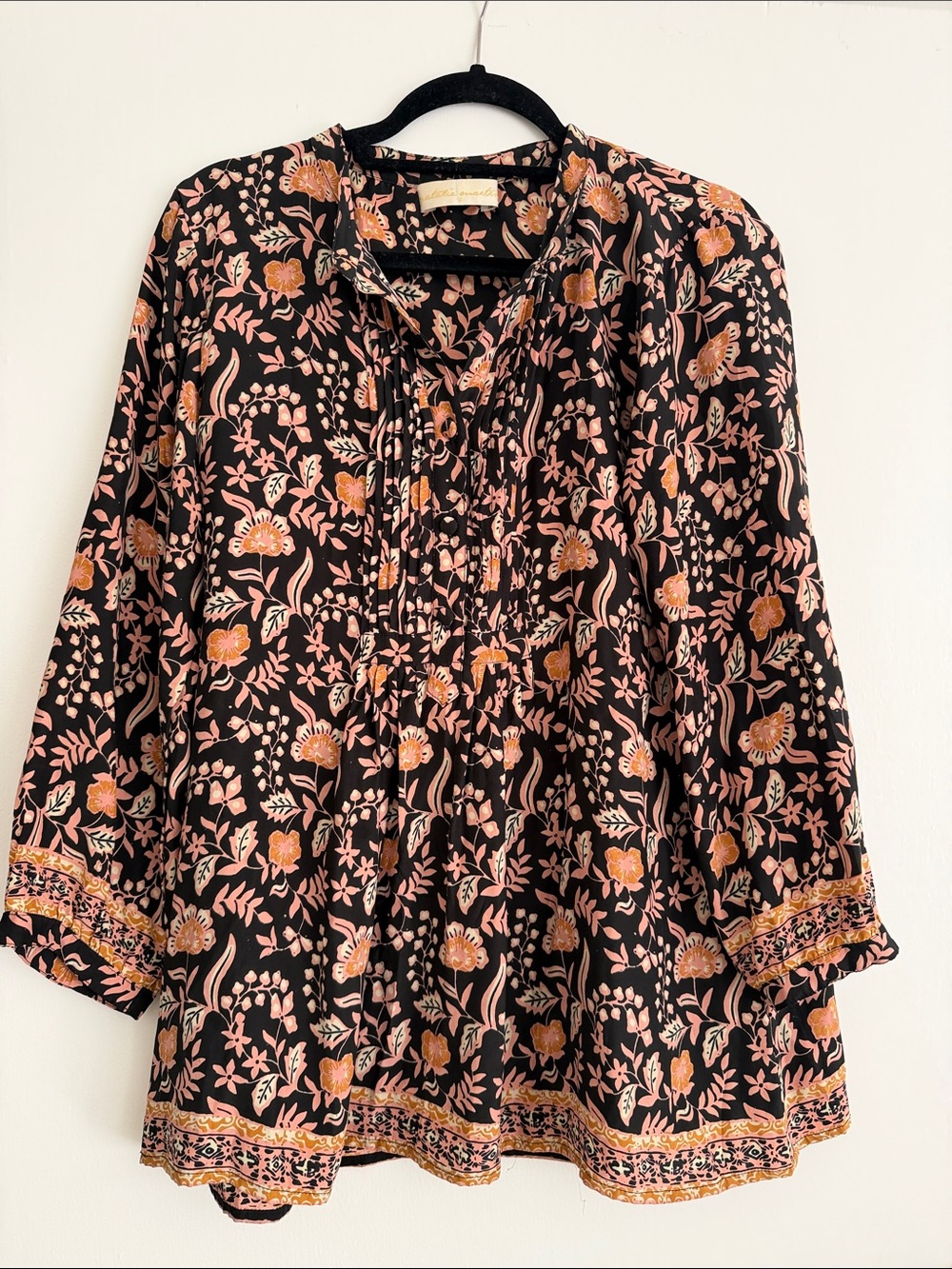 Natalie Martin Black Tunic with Pink & Orange Floral Print